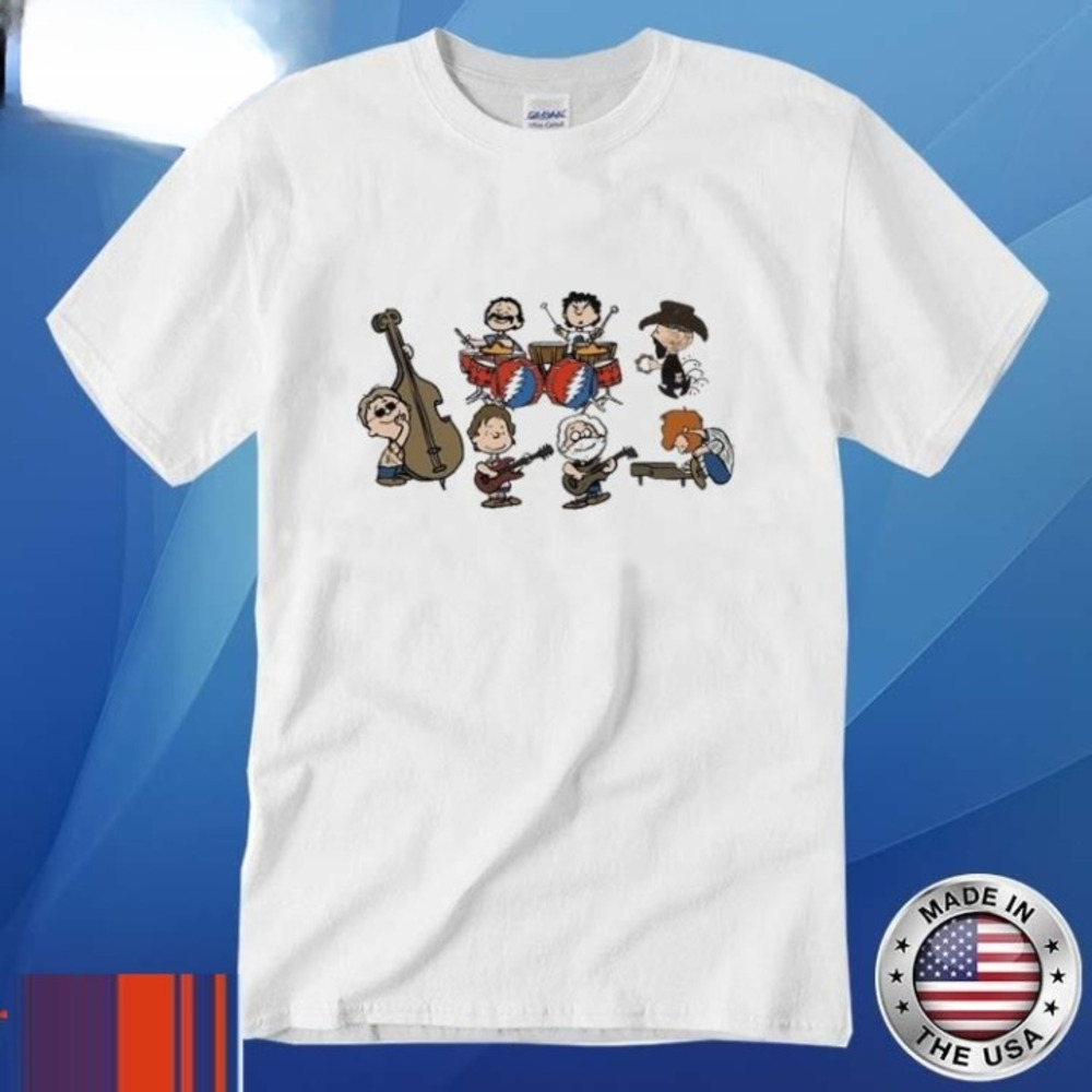The Peanuts Characters Grateful Dead Band Play Music Shirt Graphics Shirt